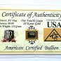 2 Vials Gold flakes 5 US Coins Pure .999 Silver Bars Bullion 1 Certified GOLD BAR
