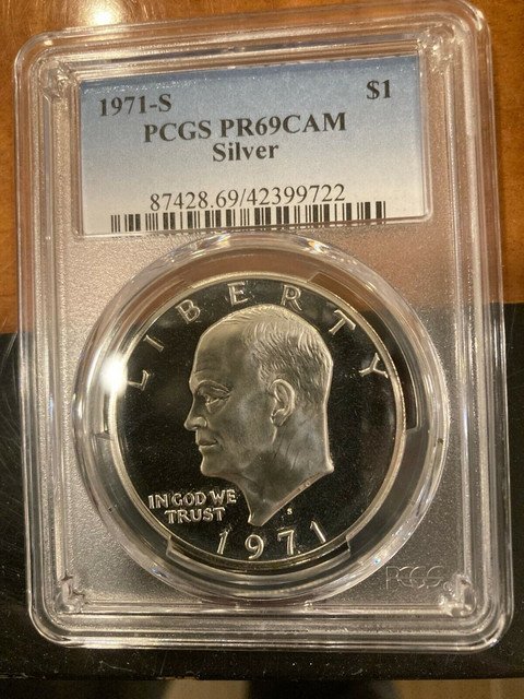 1971S $1 Eisenhower Proof Silver Dollar PCGS PR69 CAM Cameo White Blast Ike 1 US Coin