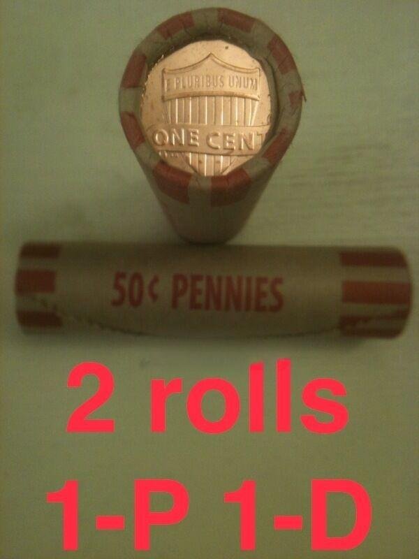 2011 PD Roll Set Lincoln BU Shield Unc Penny 2 US Rolls 50 Cent OBW MS 1c Dolllar Mint