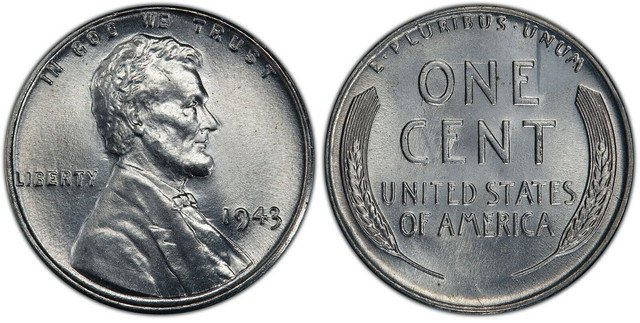 UNC Brilliant Uncirculated BU MS Estate 1943 Steel Penny WWII Wartime Cents 1 US Coin
