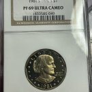 Rare 1 US Coin 1981 S NGC $1 SBA Susan B Anthony Dollar NGC PF69 Ultra Cameo T1 Type 1
