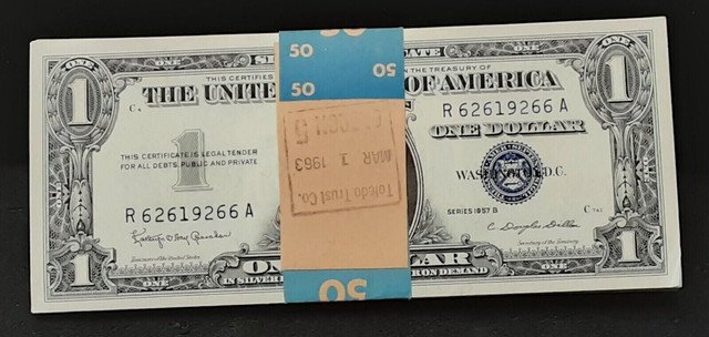 $1 Silver Certificate Crisp UNC Consecutive From Pack CU Uncirculated Lot