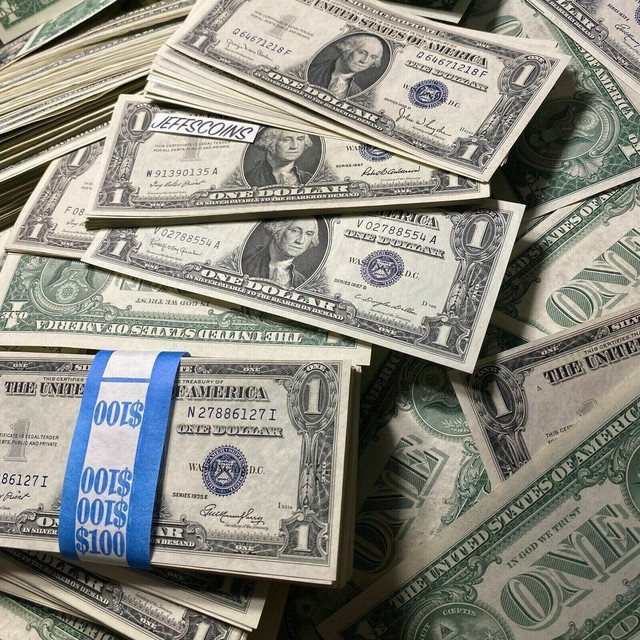 One Dollar Blue Seal Note Silver Certificate US Bill $1 CU UNCIRCULATED