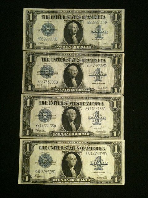 1923 RARE One Dollar Notes $1 Silver Certificates VF Bill Blue Seal US Large