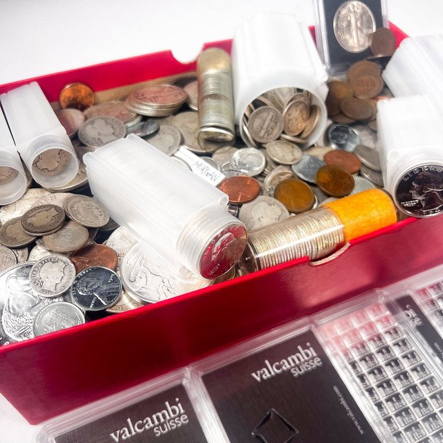 LIQUIDATION SALE Red Carded Box Mixed Coin Lot Vintage 58 US Coins