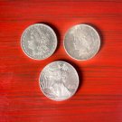 Morgan Dollar 3 US Coins SILVER DOLLAR MIXED LOT Peace Dollar American Eagle