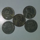 1943 Steel Pennies 5 US Coins