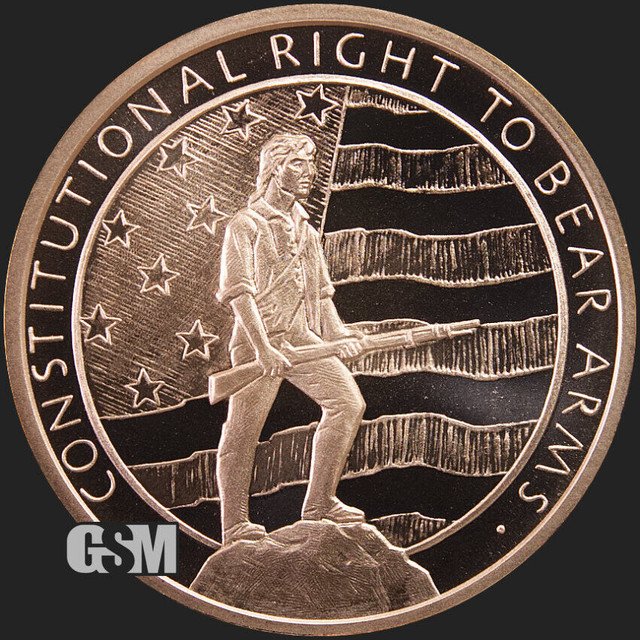 2nd Amendment RIGHT TO BEAR ARMS 1 US coin GSM 1 oz. Copper Round