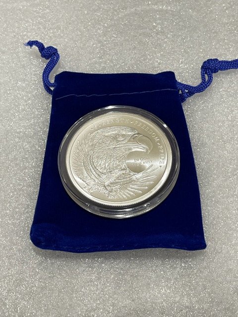 1 US Coin 2oz Double Eagle Flag IN GOD WE TRUST SILVER .999 BULLION CAPSULE GIFT POUCH