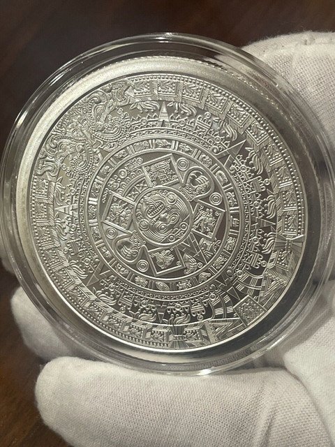 5 oz Aztec Calendar Round FINE SILVER IN A CAPSULE GSM SPECIAL 1 US Coin