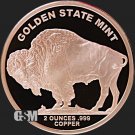 Buffalo Copper Round 2 oz .999 Pure Fine Copper BU 1 US Coin