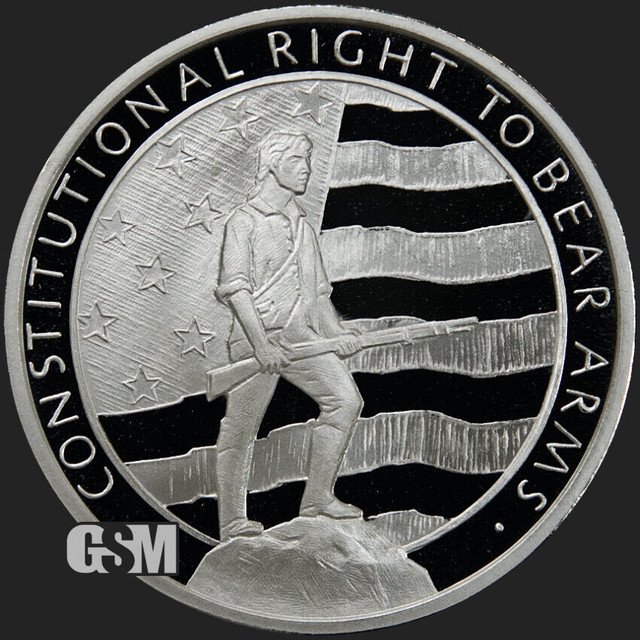 The Right To Bear Arms Second Amendment 1 oz .999 Silver USA Made BU Round 1 US Coin