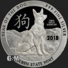 2018 Year of the DOG 2 OZ ROUND .999 Fine Silver Golden State Mint 1 US Coin