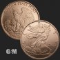 WALKING LIBERTY ROUND GSM 1 Oz .999 Pure Fine Copper BU 1 US Coin