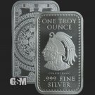 1 oz .999 Fine Silver Bar Aztec Calendar 1 US Coin