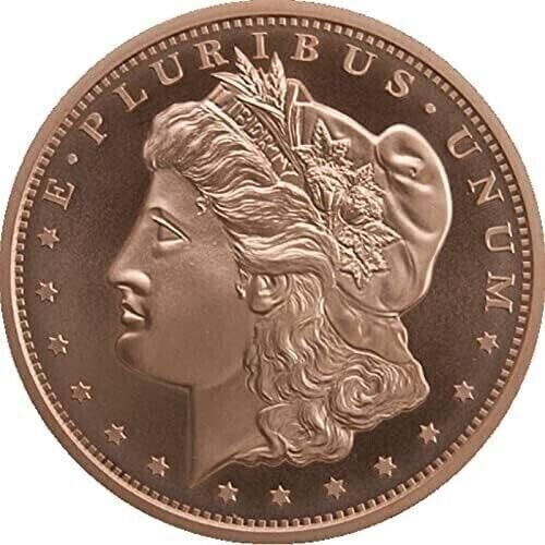 1 US Coin 1 OZ Morgan Round Copper 1 Oz .999 Pure Fine Copper GSM