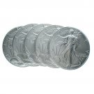 LOT OF 5 US Coins 2023 $1 American Silver 1oz .999 Eagle BU in a Capsule