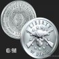Liberty or Death 2nd amendment guns crossed skull 1 oz .999 Silver Shield BU 1 US Coin