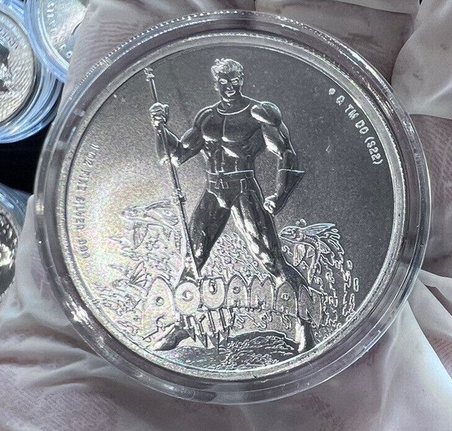 2023 1 oz Silver Samoa DC Comics Aquaman BU In Capsule Gift Pouch 1 US Coin