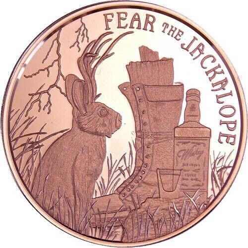 FEAR THE JACKALOPE ROUND 1 Oz Pure Fine .999 Copper BU 1 US Coin
