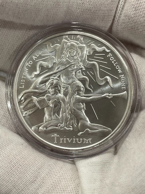 2022 1 oz .999 Fine Silver Shield Round Trivium Girls in a Capsule 1 US Coin