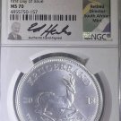 1 US Coin 2018 S Africa Silver 1 R Krugerrand First Day of Issue MS 70 Signed LOC 13