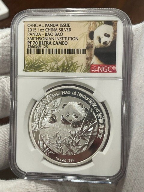 2015 1OZ CHINA PROOF SILVER PANDA NGC PF70 BAO BAO SMITHSONIAN INSTITUTION LOC6 1 US Coin