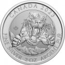 1 US Coin 2023 ICE AGE SERIES Smilodon Sabre Tooth Cat 2 oz .9999 Fine Silver in capsule
