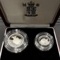 1990 SILVER GREAT BRITAIN 5 PENCE PROOF 2 US Coins SET ORIGINAL BOX and COA LOC JM