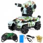 NEW green RC tank 2.4G 4WD drift horizontal movement 360 rotating can fire water bombs