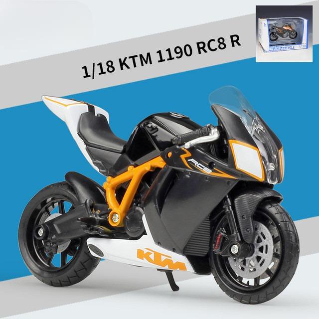 Motorcycle Model Simulation Toy 1:18 KTM 1190 RC8 R Alloy Diecast Metal With retail box