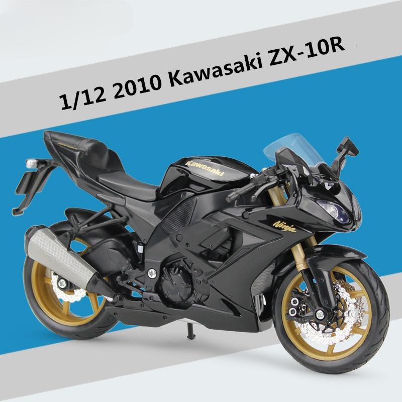 Racing Motorcycle Model Simulation 1:12 Kawasaki Ninja black ZX 10R Diecast Street Metal