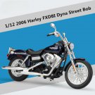 1:12 Harley 2006 FXDBI Dyna Bob Alloy Motorcycle Model Simulation Diecast Metal Toy