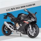 1:12 Black BMW S1000RR 2021 Alloy Sports Street Racing Motorcycle Model Diecast Metal Toy