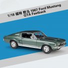 1:18 1967 Ford Mustang GTA Fastback green Alloy Sport Car Model Metal Classic Racing Toy