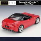 1:18 Ferrari California T red Alloy Sports Vehicle Car Model Diecast Metal Toy Simulation
