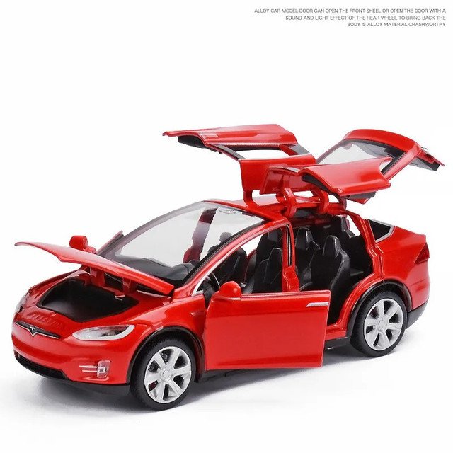 High Simulation 1:32 Tesla MODEL X 90 red Alloy Car Model Pull Back Flashing Sound Toy