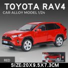 1/24 Scale Toyota RAV4 Red Off Road SUV Model Car Metal Sound and Light Toy Simulation