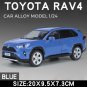 1/24 Scale Toyota RAV4 Blue Off Road SUV Model Car Metal Sound and Light Toy Simulation