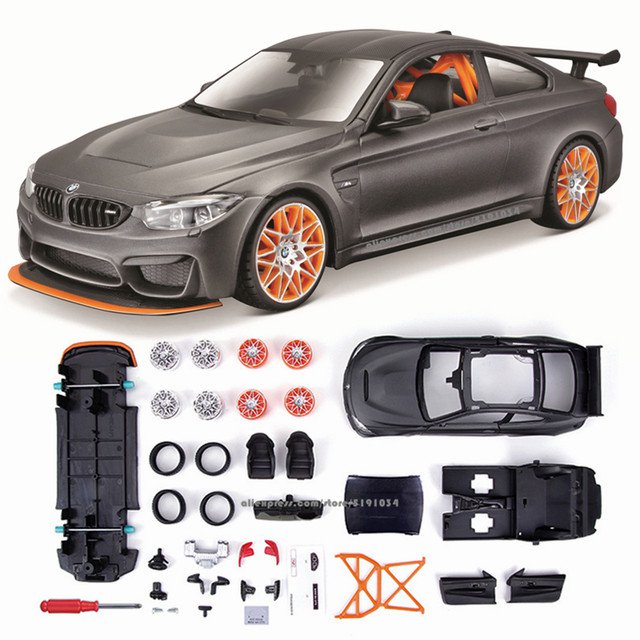 1:24 BMW M4 black plus assembled DIY die casting model car collection tools toy