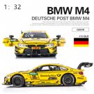 1:32 BMW M4 16 yellow Free Wheeling High Light Racing Car Model Metal Miniature Replica Toys