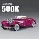 Toy 1:24 Mercedes Benz 500K 1936 purple Classic Car Alloy Model Sound and Light Pull Back