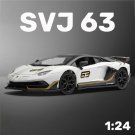 Toys 1:24 Scale SVJ 63 white Alloy Car Model Diecast Car Light Effects Collection Metal