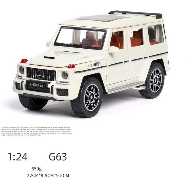 1:24 Wheels Benz ORV white Car Metal Model PINK G63 With Light And Sound Pull Back Toys