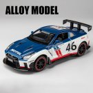 1:24 Nissan Skyline Ares GTR R35 Blue White Racing Vehicles Alloy Car Model Sound And Light Toy