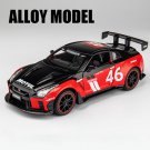 1:24 Nissan Skyline Ares GTR R35 Black Red Vehicles Alloy Car Model Sound And Light Toy
