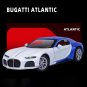 Toy 1:24 Bugatti Atlantic white Supercar Alloy Car Model Wheel Steering Sound and Light
