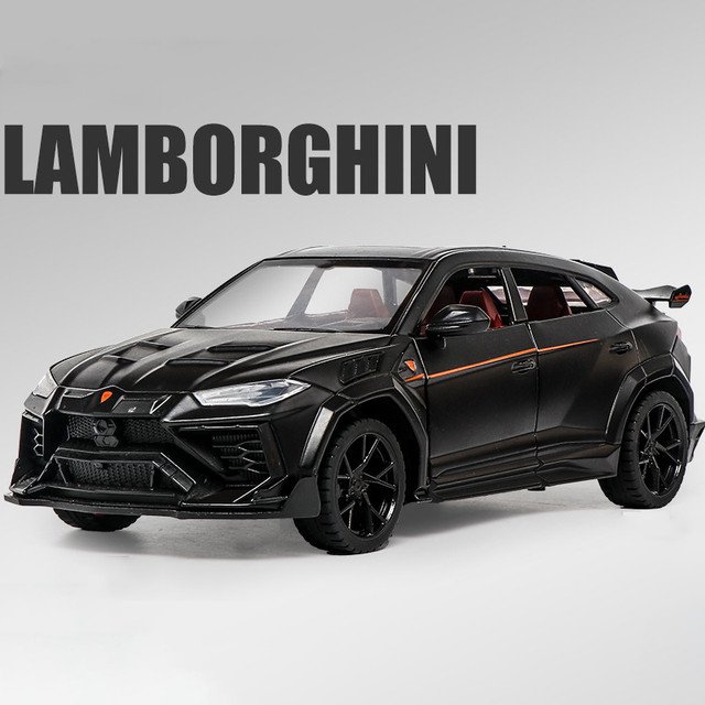 Toy 1:24 Lamborghini URUS Bison Mansory SUV black Alloy Cast Car Model Sound and Light