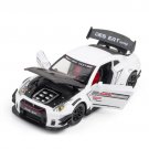 1:24 Nissan Ares GTR R35 white Toy Car Model With Pull Back 3 Doors Opend Metal Toys