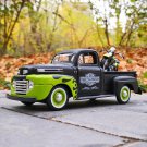 1:24 1948 Ford F1 green Pickup and Motorcycle Alloy Car Model Metal Vehicles Simulation Toy